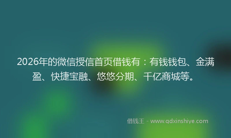 2026年的微信授信首页借钱有：有钱钱包、金满盈、快捷宝融、悠悠分期、千亿商城等。