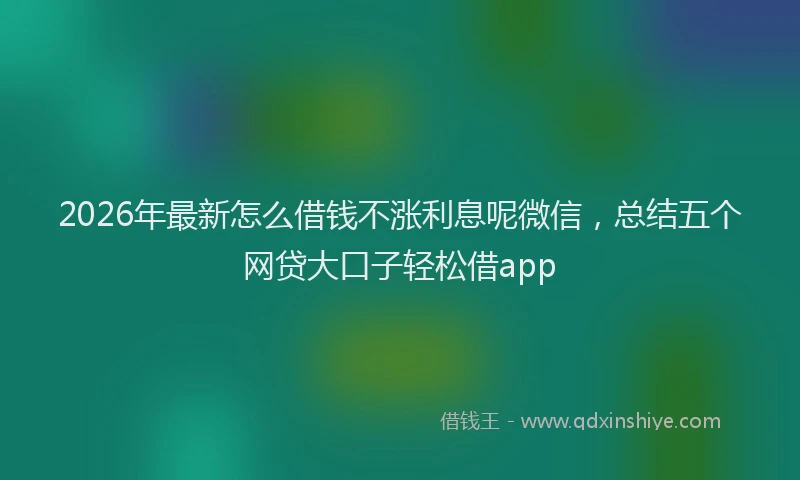 2026年最新怎么借钱不涨利息呢微信，总结五个网贷大口子轻松借app