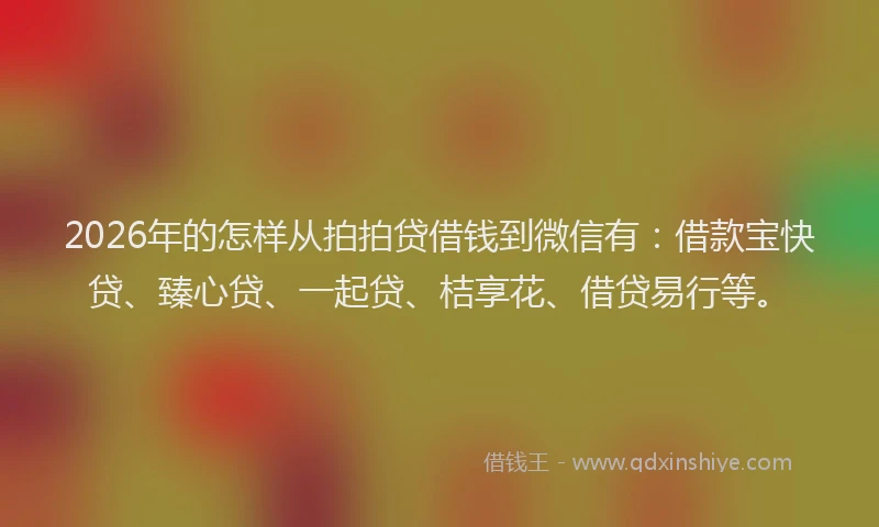 2026年的怎样从拍拍贷借钱到微信有:借款宝快贷、臻心贷、一起贷、桔享花、借贷易行等。