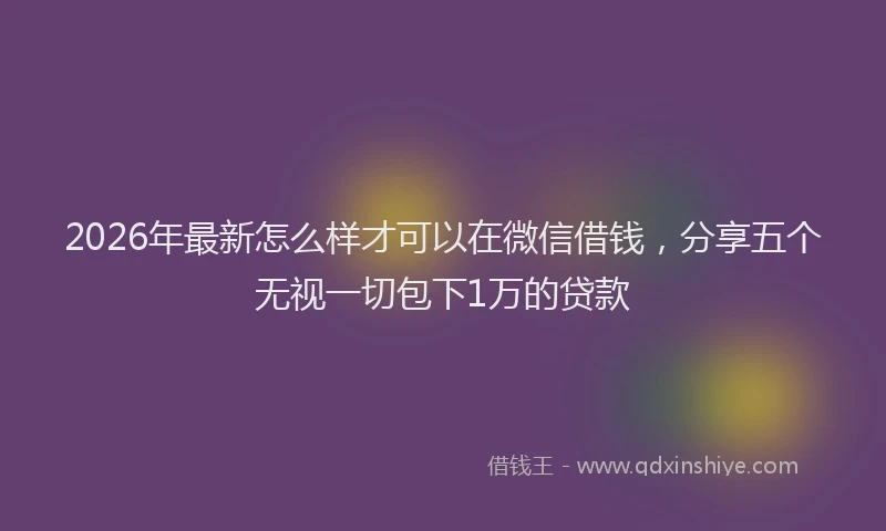 2026年最新怎么样才可以在微信借钱，分享五个无视一切包下1万的贷款