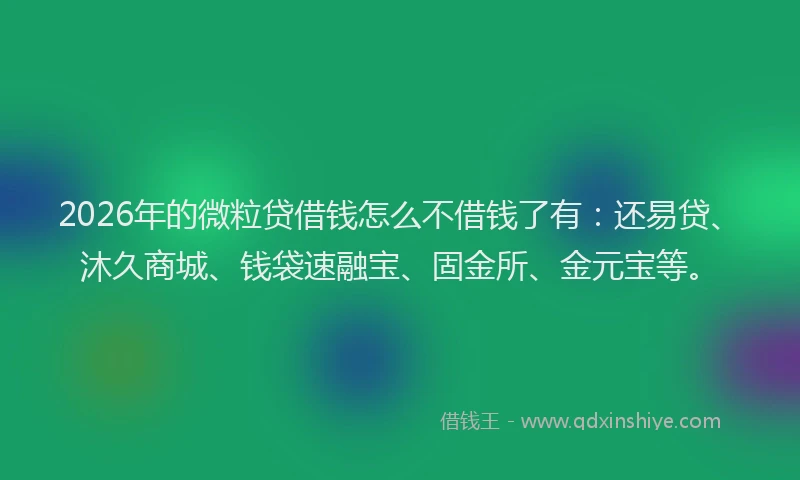 2026年的微粒贷借钱怎么不借钱了有：还易贷、沐久商城、钱袋速融宝、固金所、金元宝等。