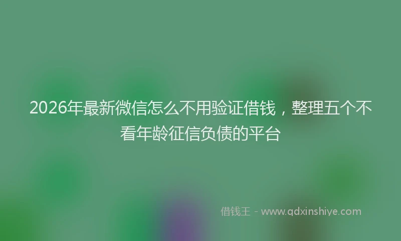 2026年最新微信怎么不用验证借钱，整理五个不看年龄征信负债的平台