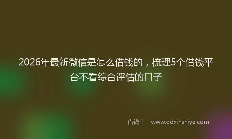 2026年最新微信是怎么借钱的，梳理5个借钱平台不看综合评估的口子
