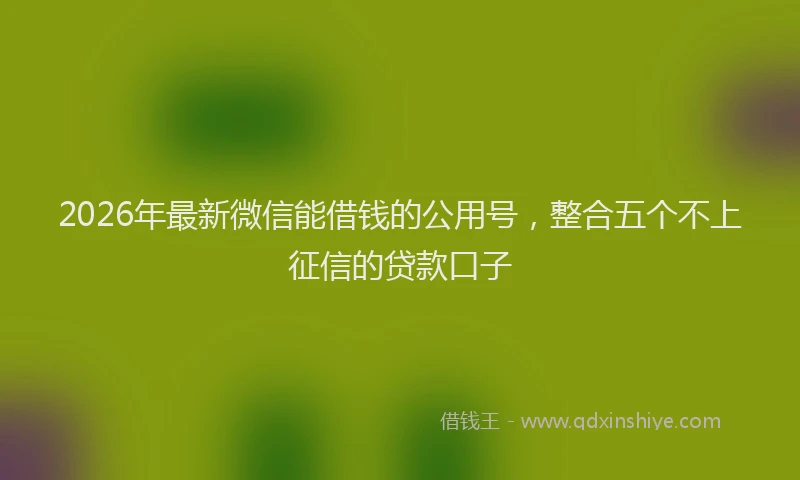2026年最新微信能借钱的公用号，整合五个不上征信的贷款口子