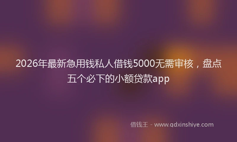 2026年最新急用钱私人借钱5000无需审核,盘点五个必下的小额贷款app
