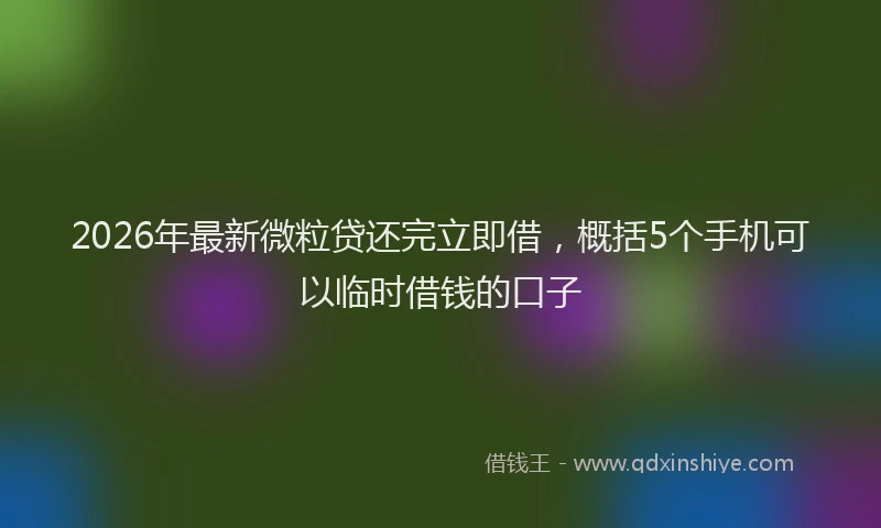 2026年最新微粒贷还完立即借，概括5个手机可以临时借钱的口子