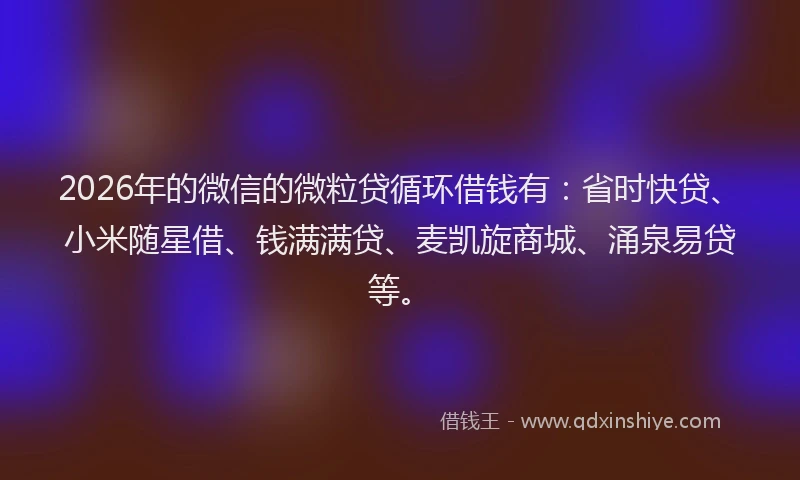 2026年的微信的微粒贷循环借钱有：省时快贷、小米随星借、钱满满贷、麦凯旋商城、涌泉易贷等。