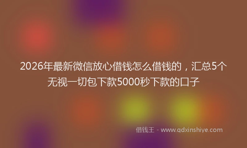 2026年最新微信放心借钱怎么借钱的，汇总5个无视一切包下款5000秒下款的口子