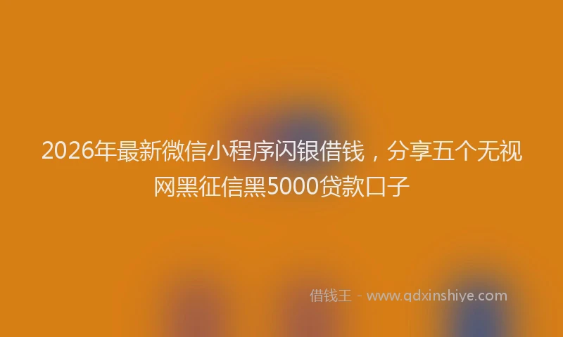 2026年最新微信小程序闪银借钱，分享五个无视网黑征信黑5000贷款口子