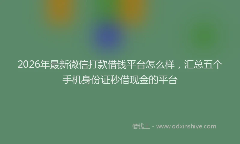 2026年最新微信打款借钱平台怎么样，汇总五个手机身份证秒借现金的平台