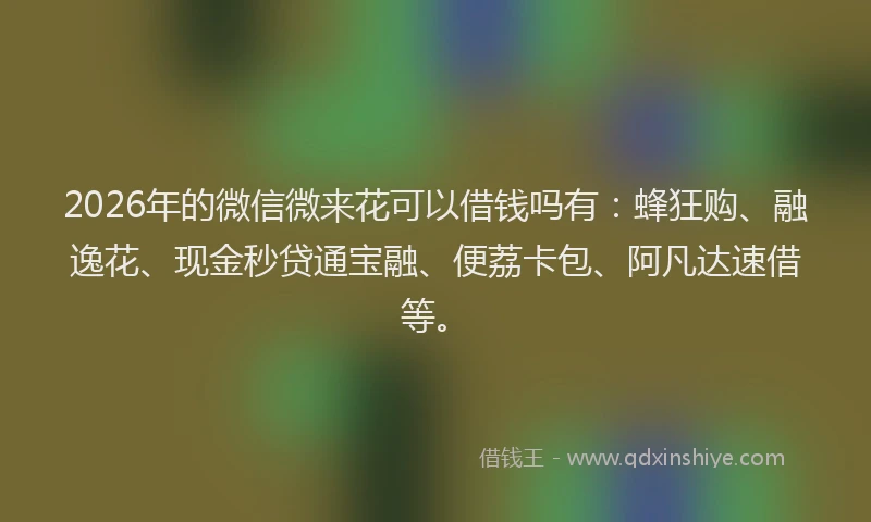 2026年的微信微来花可以借钱吗有：蜂狂购、融逸花、现金秒贷通宝融、便荔卡包、阿凡达速借等。