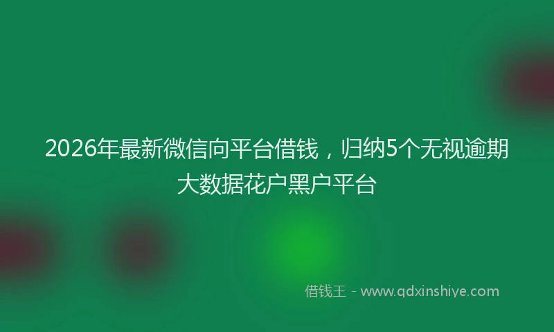 2026年最新微信向平台借钱，归纳5个无视逾期大数据花户黑户平台