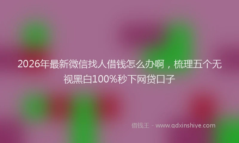 2026年最新微信找人借钱怎么办啊，梳理五个无视黑白100%秒下网贷口子