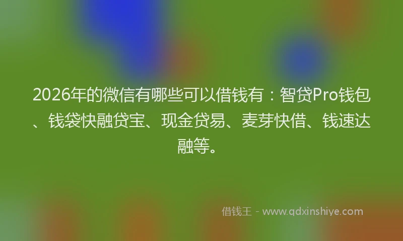 2026年的微信有哪些可以借钱有：智贷Pro钱包、钱袋快融贷宝、现金贷易、麦芽快借、钱速达融等。