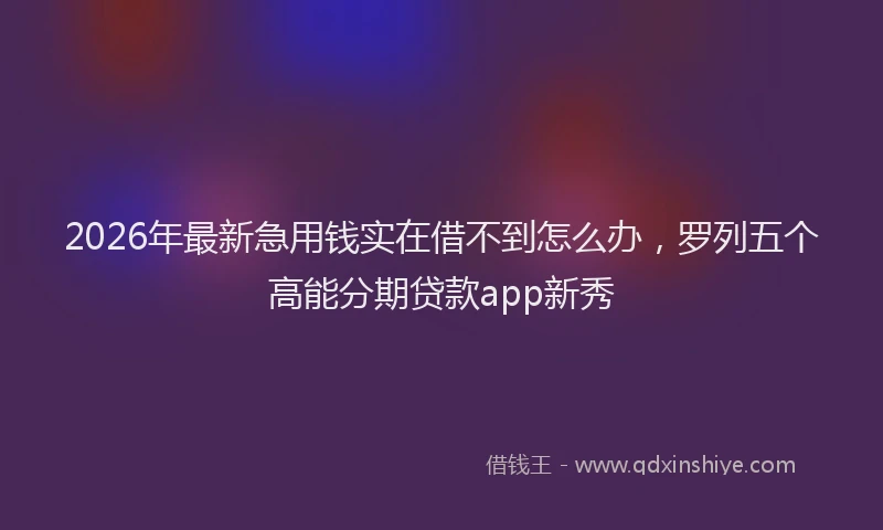 2026年最新急用钱实在借不到怎么办，罗列五个高能分期贷款app新秀