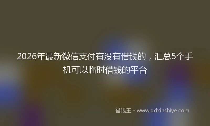 2026年最新微信支付有没有借钱的，汇总5个手机可以临时借钱的平台