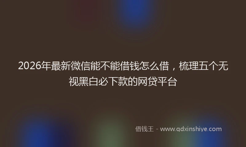 2026年最新微信能不能借钱怎么借，梳理五个无视黑白必下款的网贷平台