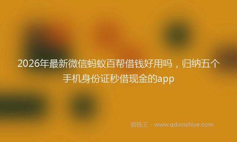 2026年最新微信蚂蚁百帮借钱好用吗，归纳五个手机身份证秒借现金的app