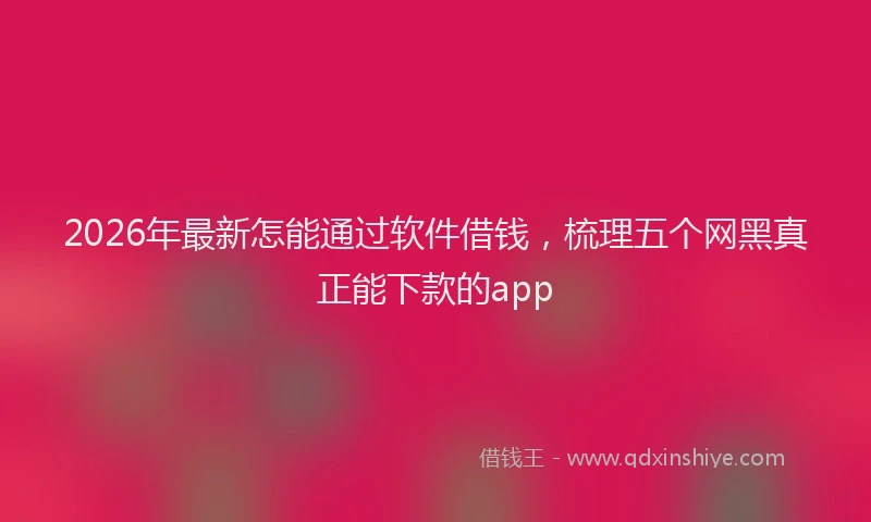 2026年最新怎能通过软件借钱，梳理五个网黑真正能下款的app