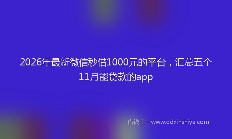 2026年最新微信秒借1000元的平台，汇总五个11月能贷款的app