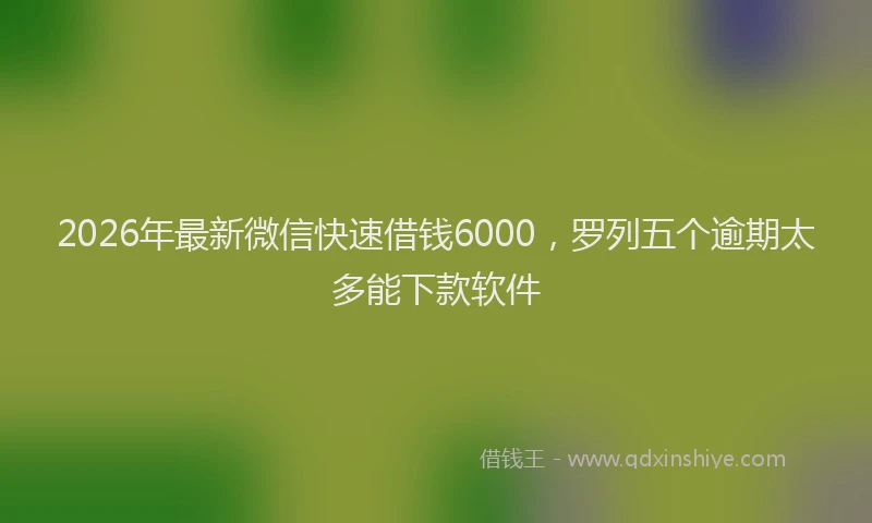 2026年最新微信快速借钱6000，罗列五个逾期太多能下款软件