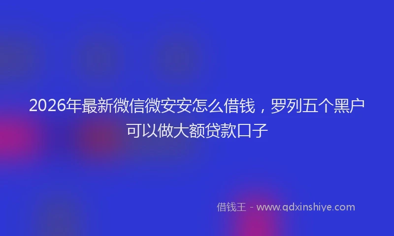2026年最新微信微安安怎么借钱，罗列五个黑户可以做大额贷款口子