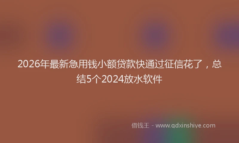 2026年最新急用钱小额贷款快通过征信花了,总结5个2024放水软件