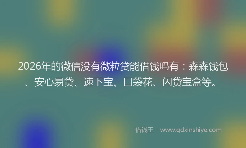 2026年的微信没有微粒贷能借钱吗有：森森钱包、安心易贷、速下宝、口袋花、闪贷宝盒等。