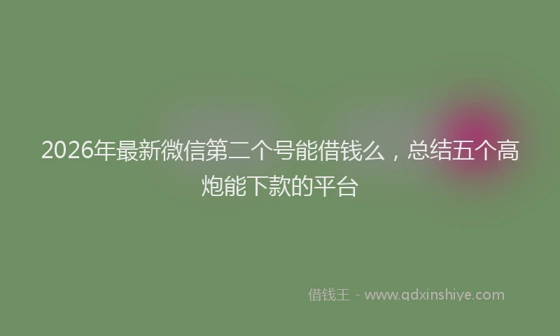 2026年最新微信第二个号能借钱么，总结五个高炮能下款的平台