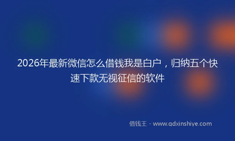 2026年最新微信怎么借钱我是白户，归纳五个快速下款无视征信的软件