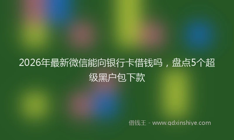 2026年最新微信能向银行卡借钱吗，盘点5个超级黑户包下款