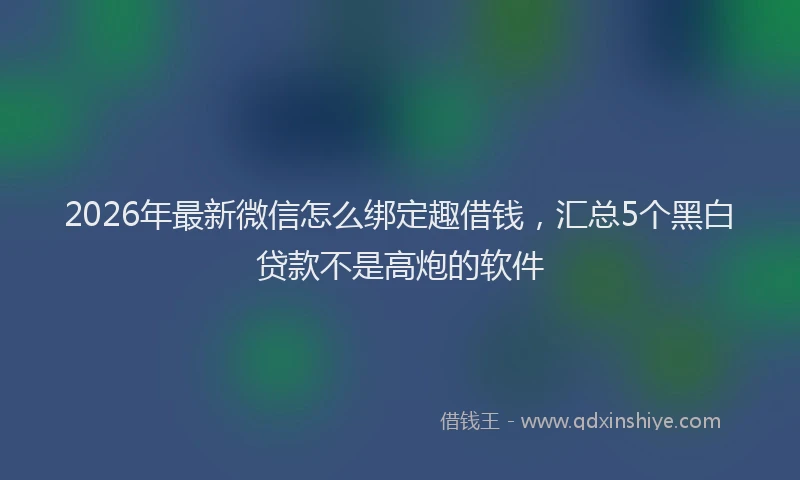 2026年最新微信怎么绑定趣借钱，汇总5个黑白贷款不是高炮的软件