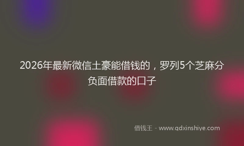 2026年最新微信土豪能借钱的，罗列5个芝麻分负面借款的口子