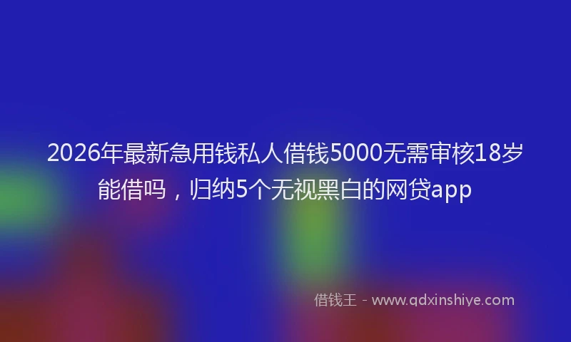 2026年最新急用钱私人借钱5000无需审核18岁能借吗,归纳5个无视黑白的网贷app