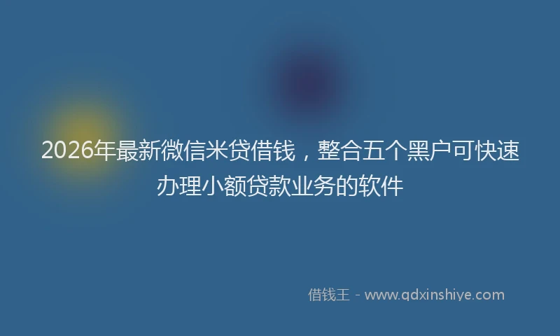 2026年最新微信米贷借钱，整合五个黑户可快速办理小额贷款业务的软件