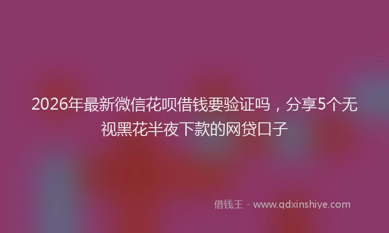 2026年最新微信花呗借钱要验证吗，分享5个无视黑花半夜下款的网贷口子