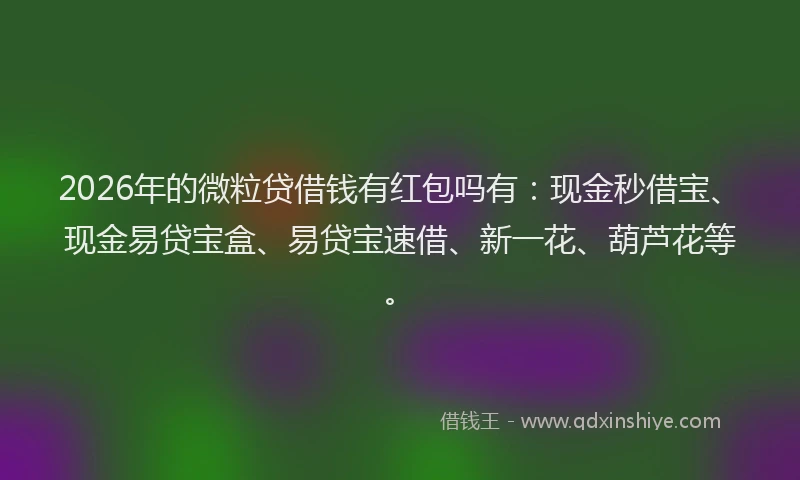 2026年的微粒贷借钱有红包吗有：现金秒借宝、现金易贷宝盒、易贷宝速借、新一花、葫芦花等。