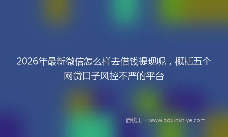 2026年最新微信怎么样去借钱提现呢，概括五个网贷口子风控不严的平台