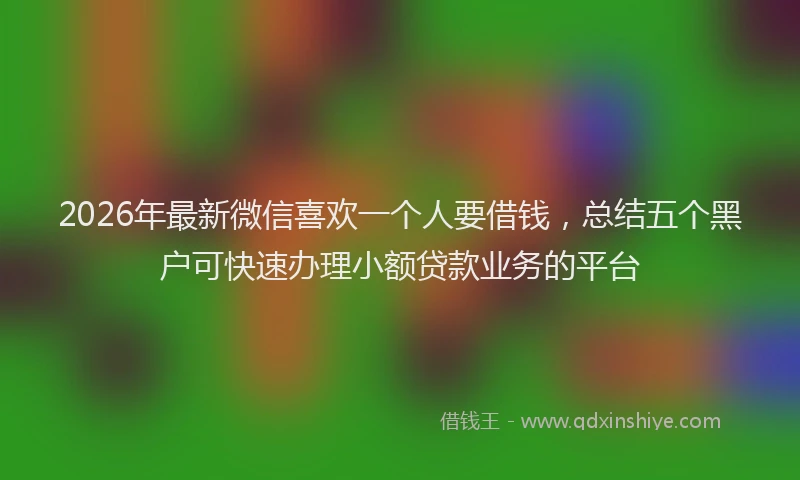 2026年最新微信喜欢一个人要借钱，总结五个黑户可快速办理小额贷款业务的平台