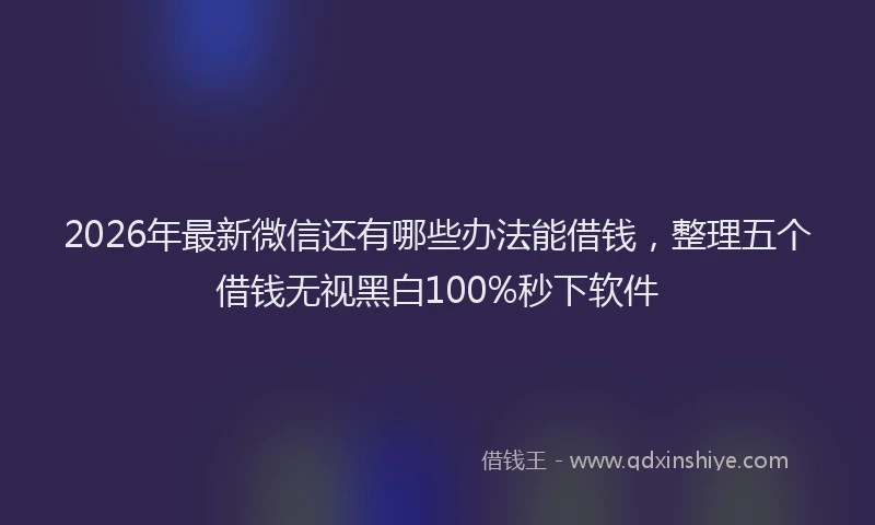 2026年最新微信还有哪些办法能借钱，整理五个借钱无视黑白100%秒下软件