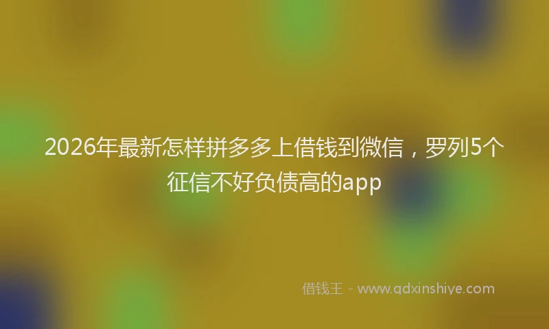 2026年最新怎样拼多多上借钱到微信，罗列5个征信不好负债高的app