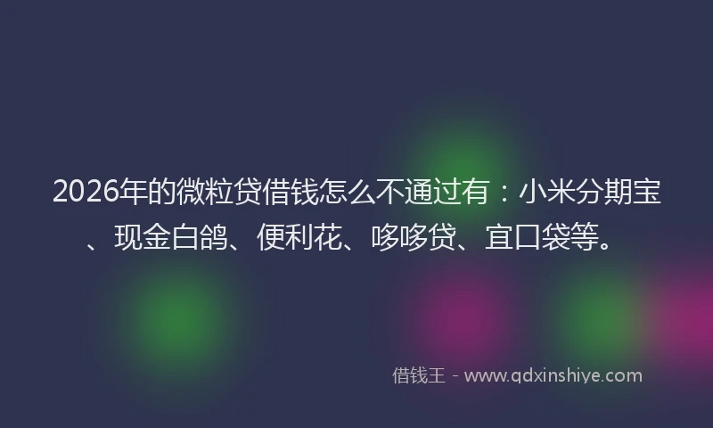 2026年的微粒贷借钱怎么不通过有：小米分期宝、现金白鸽、便利花、哆哆贷、宜口袋等。