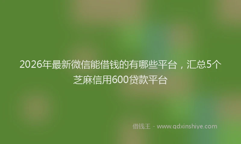 2026年最新微信能借钱的有哪些平台，汇总5个芝麻信用600贷款平台