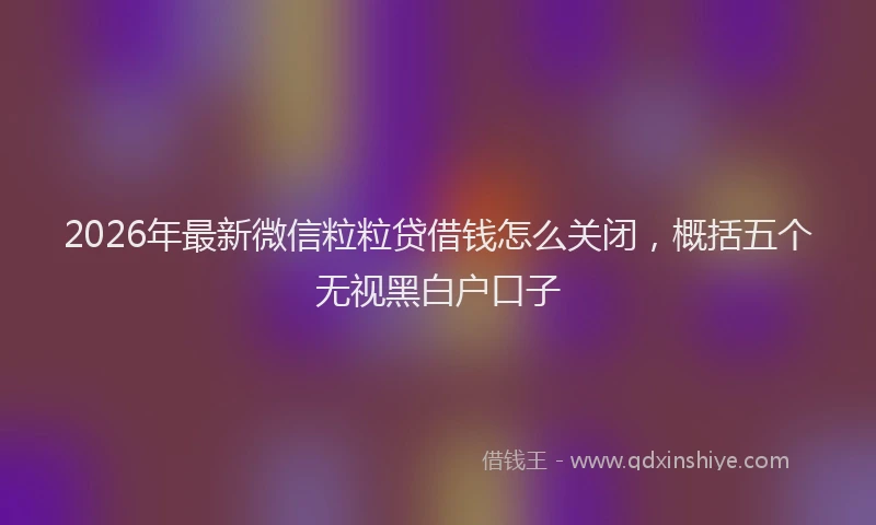 2026年最新微信粒粒贷借钱怎么关闭，概括五个无视黑白户口子