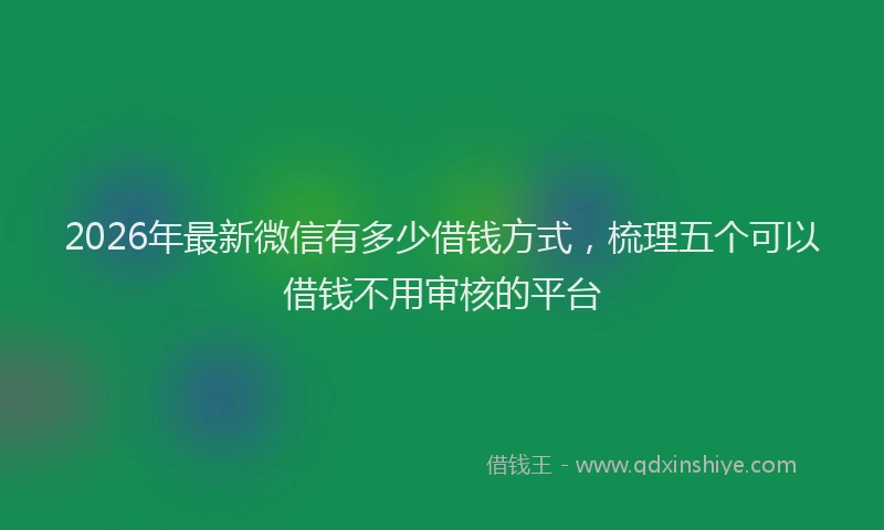 2026年最新微信有多少借钱方式，梳理五个可以借钱不用审核的平台