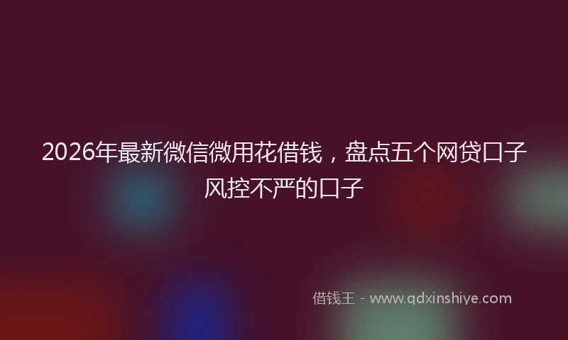 2026年最新微信微用花借钱，盘点五个网贷口子风控不严的口子