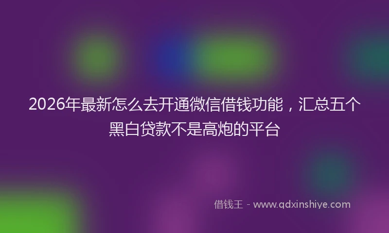 2026年最新怎么去开通微信借钱功能，汇总五个黑白贷款不是高炮的平台