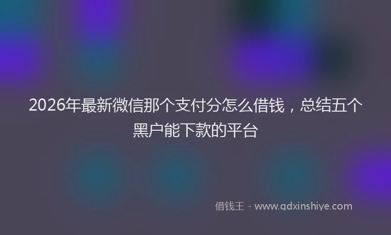2026年最新微信那个支付分怎么借钱，总结五个黑户能下款的平台