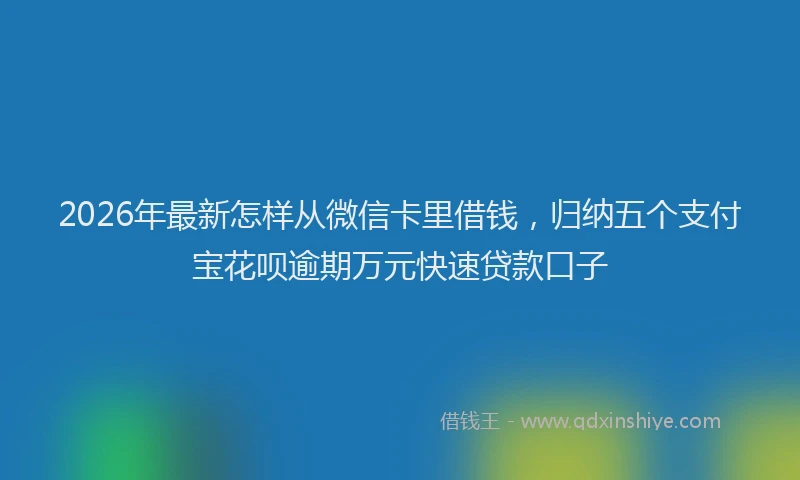 2026年最新怎样从微信卡里借钱，归纳五个支付宝花呗逾期万元快速贷款口子