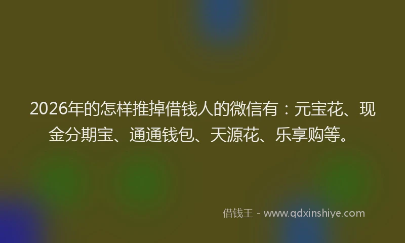 2026年的怎样推掉借钱人的微信有：元宝花、现金分期宝、通通钱包、天源花、乐享购等。